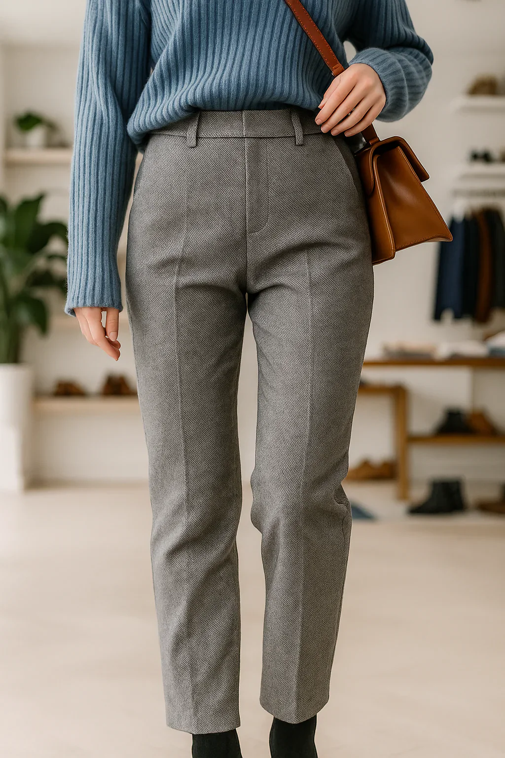 Casual High Waist Tailored Straight Leg Trousers for Women - Image 10