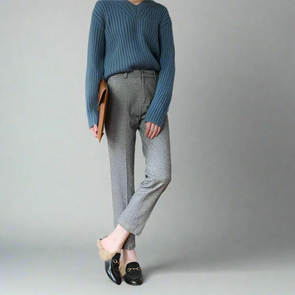 Casual High Waist Tailored Straight Leg Trousers for Women - Image 11