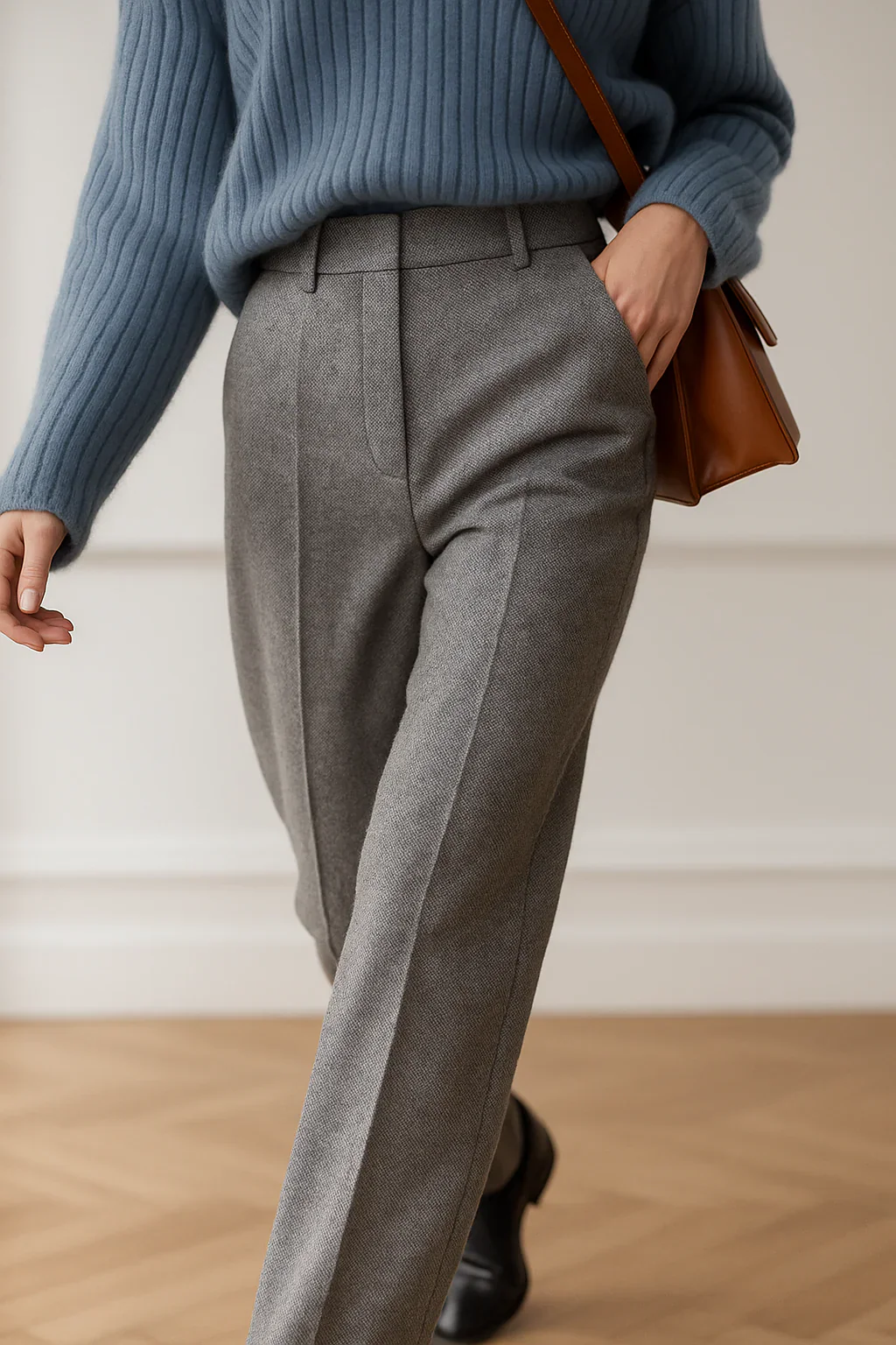 Casual High Waist Tailored Straight Leg Trousers for Women - Image 12