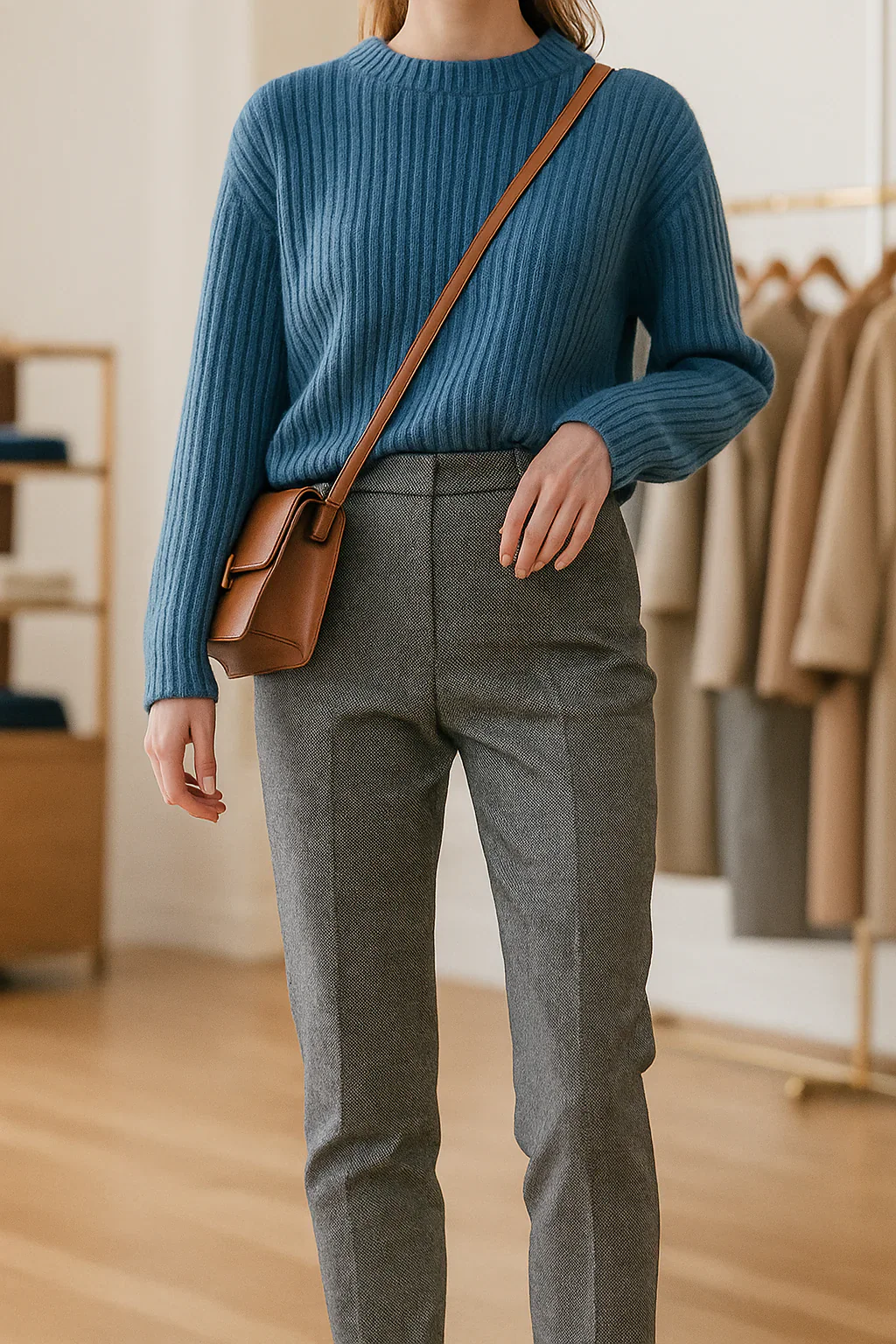 Casual High Waist Tailored Straight Leg Trousers for Women - Image 13