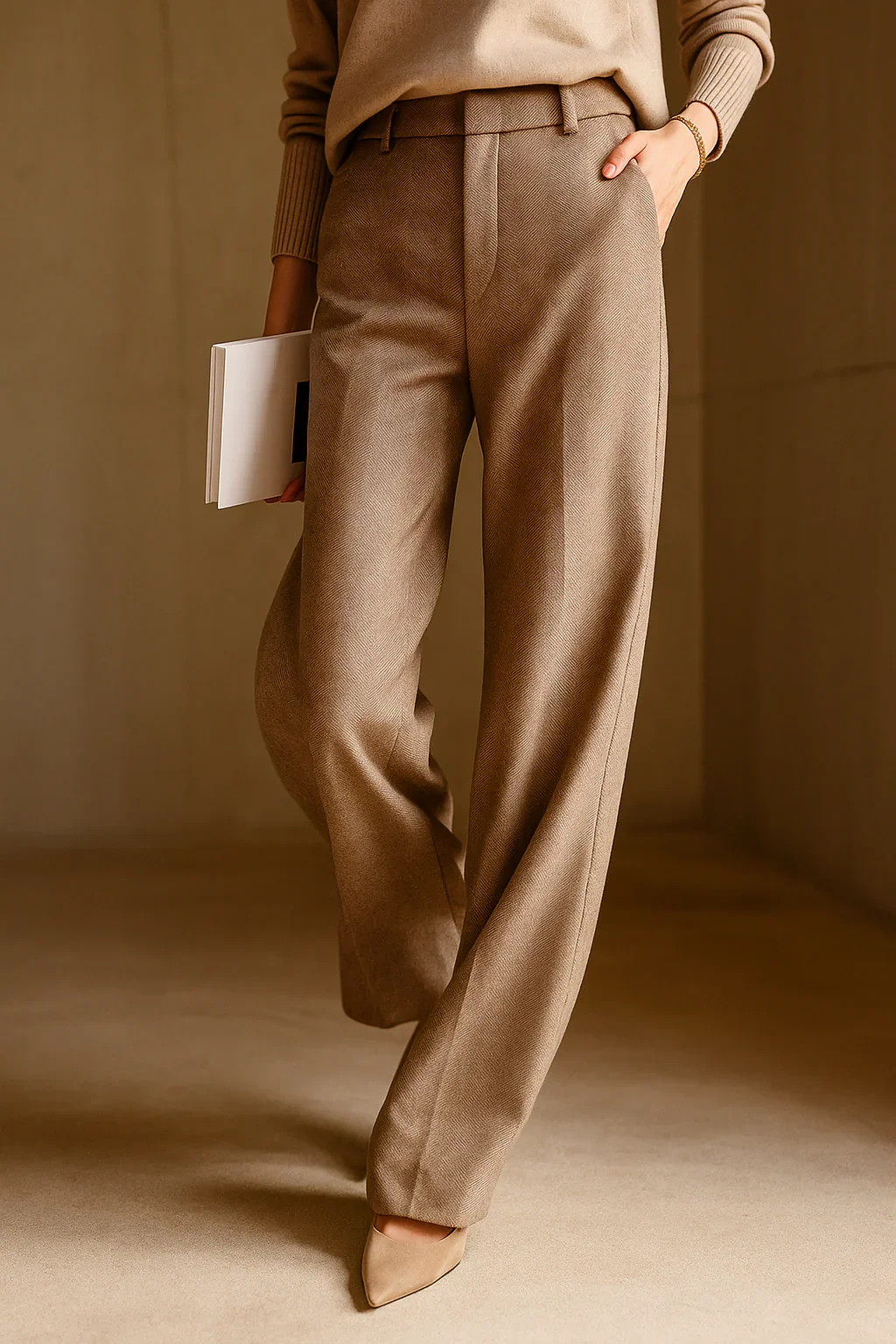 Casual High Waist Tailored Straight Leg Trousers for Women - Image 3