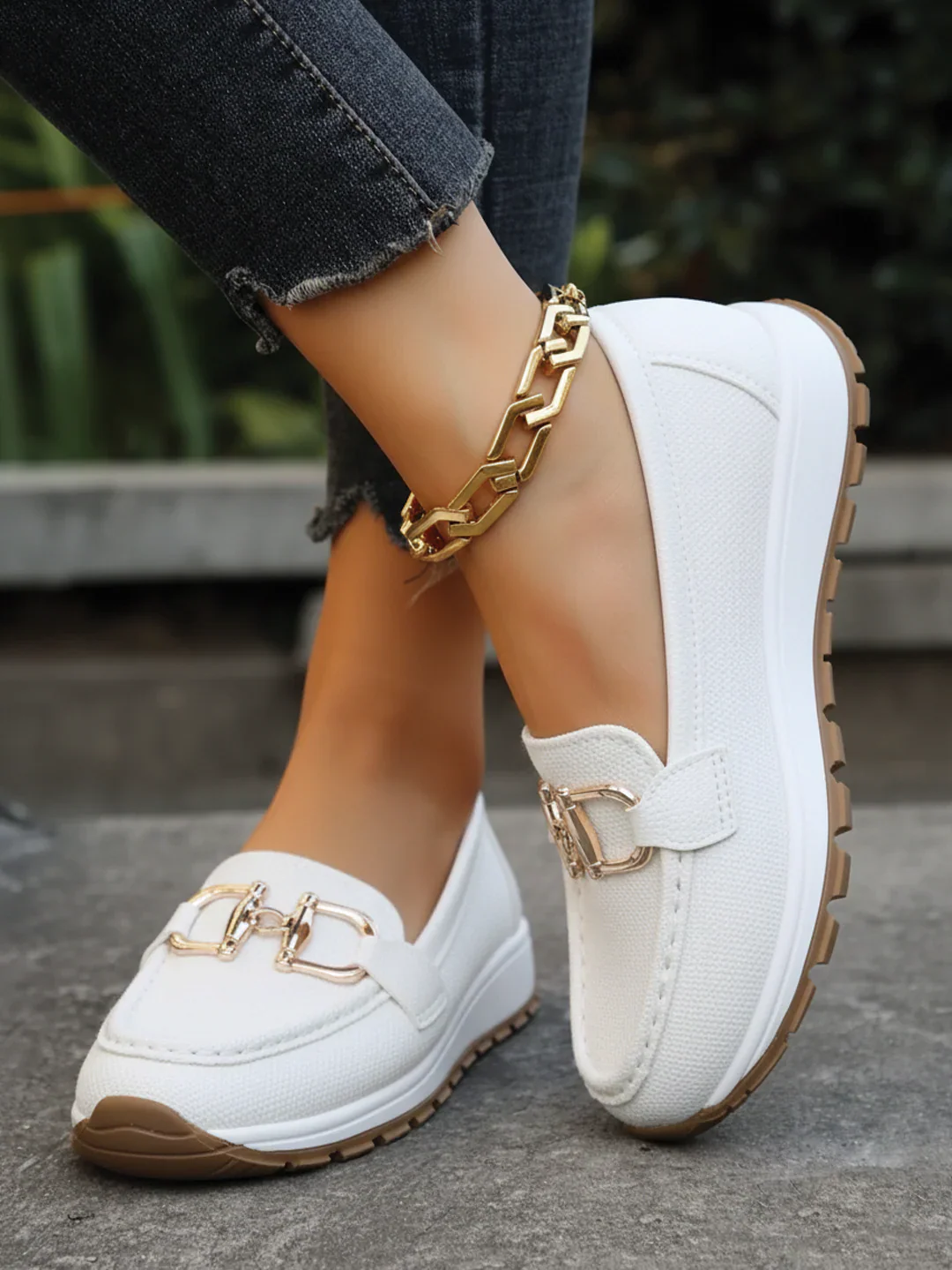 Chain Detail Comfortable Slip On Loafers for Women - Image 3