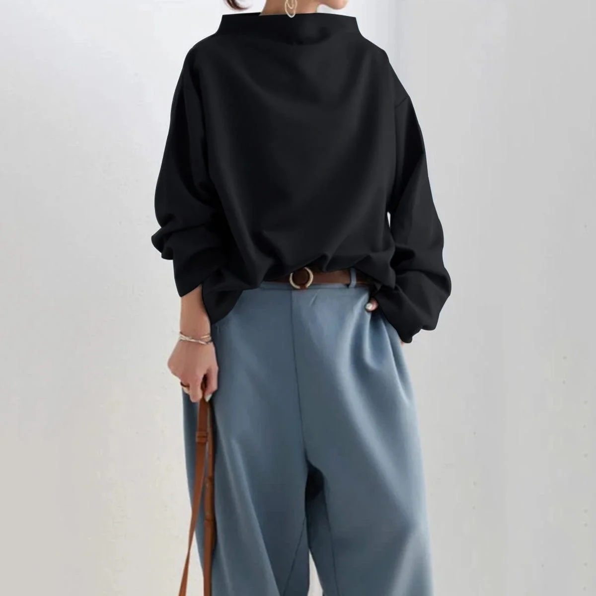 Chic Mock Neck Pullover for Women - Image 4