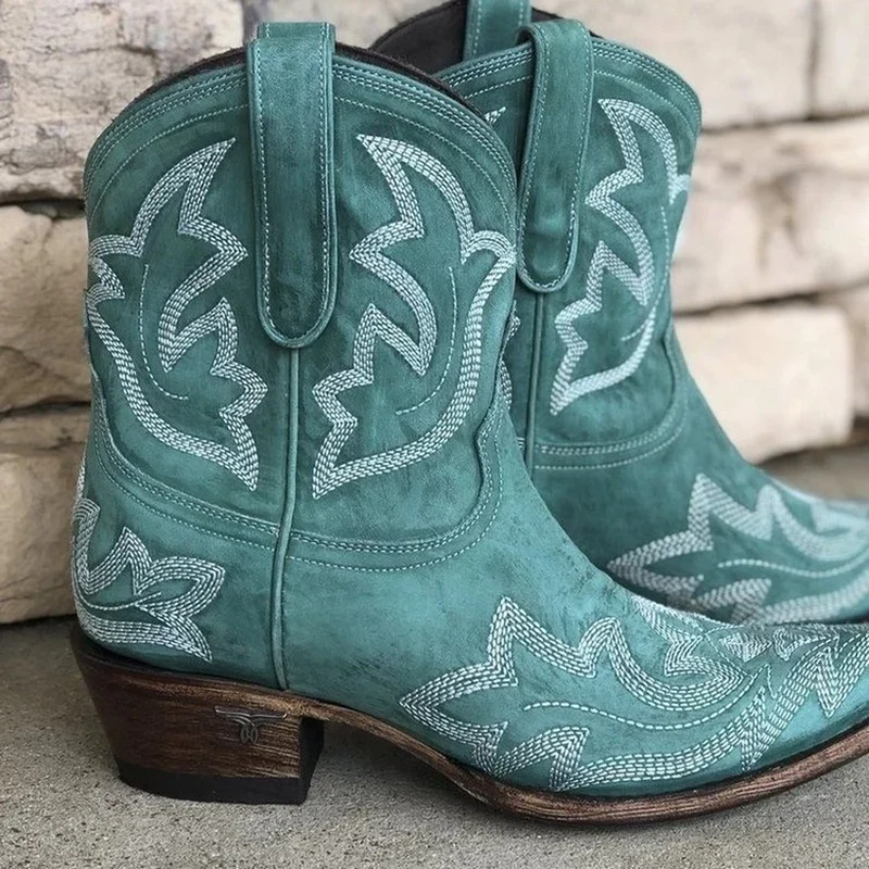 Cowboy Embroidered Ankle Boots for Women - Image 4