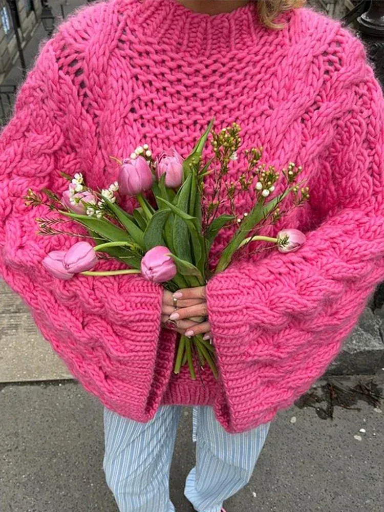 Cozy Oversized Wool Blend Knit Sweater for Women - Image 4