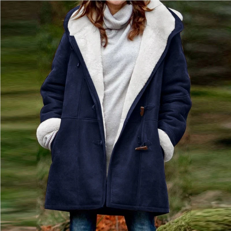 Hooded Wool Blend Lined Coat for Women - Image 10