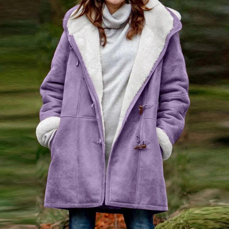 Hooded Wool Blend Lined Coat for Women - Image 13