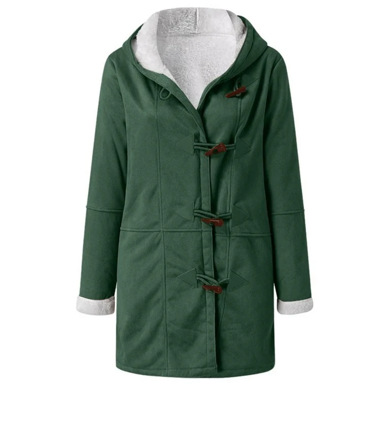 Hooded Wool Blend Lined Coat for Women - Image 3