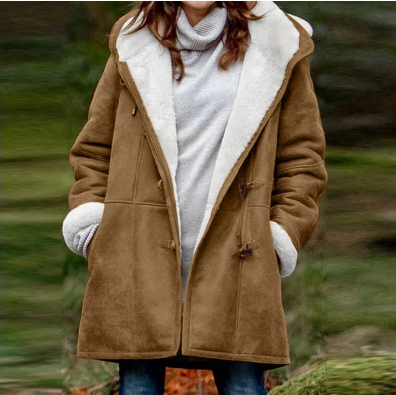 Hooded Wool Blend Lined Coat for Women - Image 5