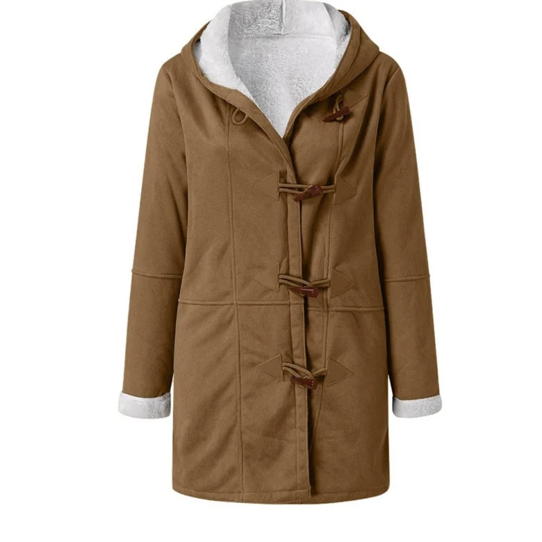 Hooded Wool Blend Lined Coat for Women - Image 6