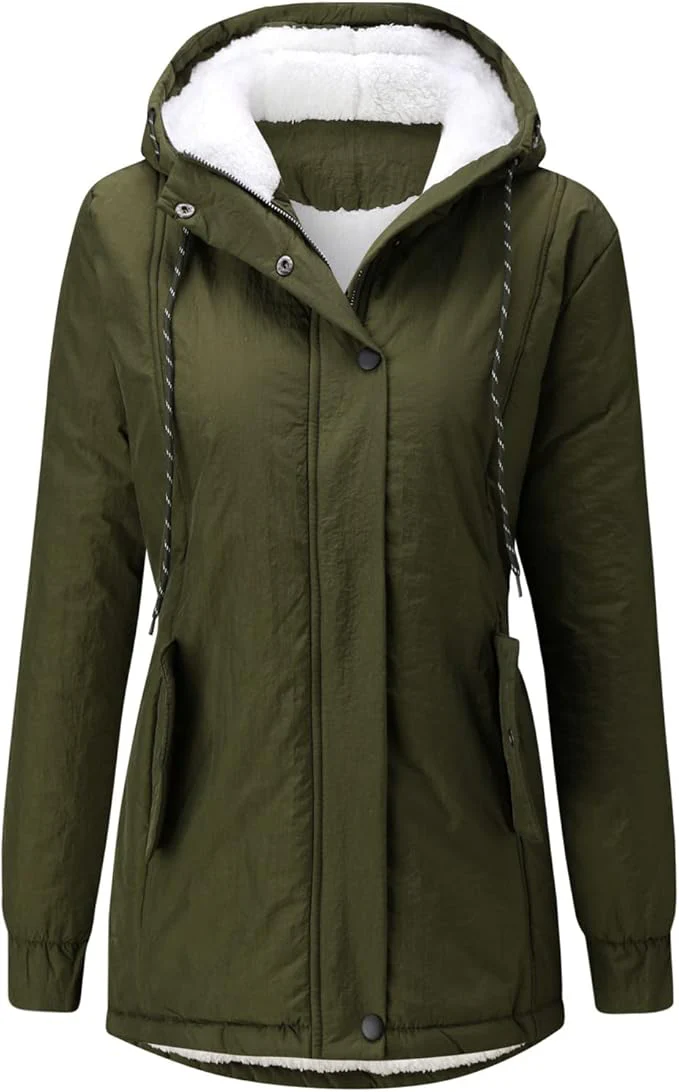 Insulated Fleece Lined Hooded Long Parka for Women - Image 6