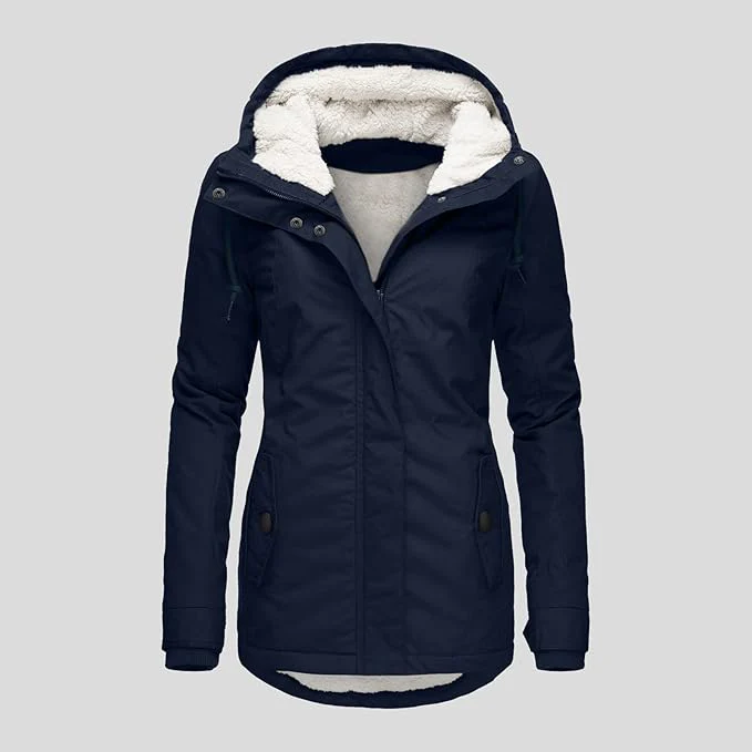 Insulated Fleece Lined Hooded Long Parka for Women - Image 8