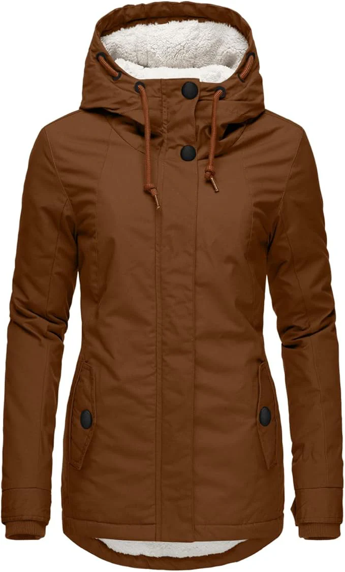 Insulated Fleece Lined Hooded Long Parka for Women - Image 9
