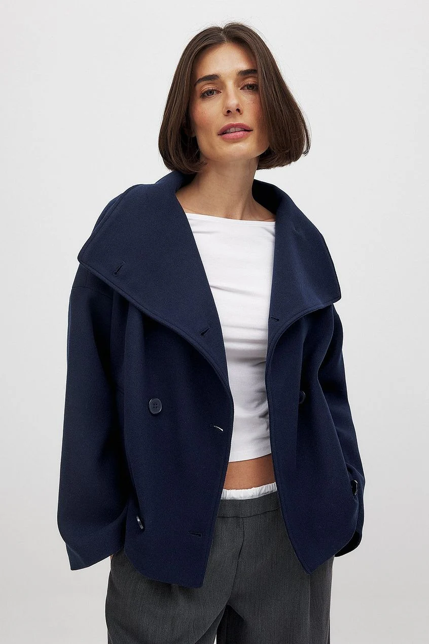 Relaxed Fit Double Breasted Coat for Women - Image 4