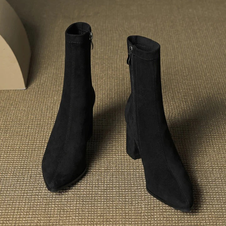 Sleek Pointed Toe Block Heel Ankle Boots for Women - Image 15