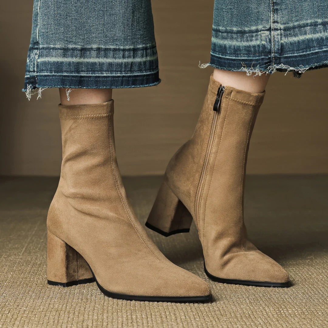 Sleek Pointed Toe Block Heel Ankle Boots for Women - Image 20