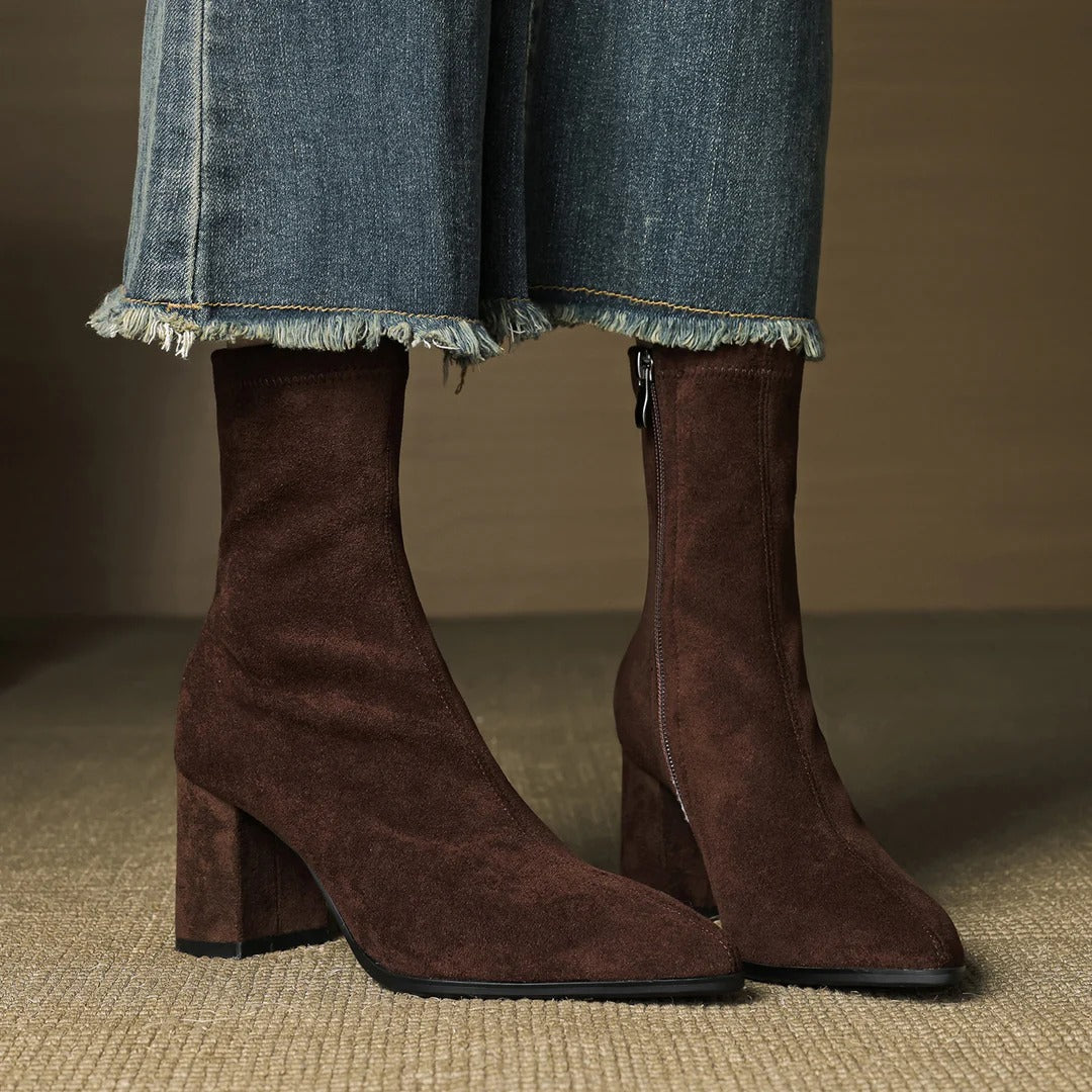 Sleek Pointed Toe Block Heel Ankle Boots for Women - Image 3