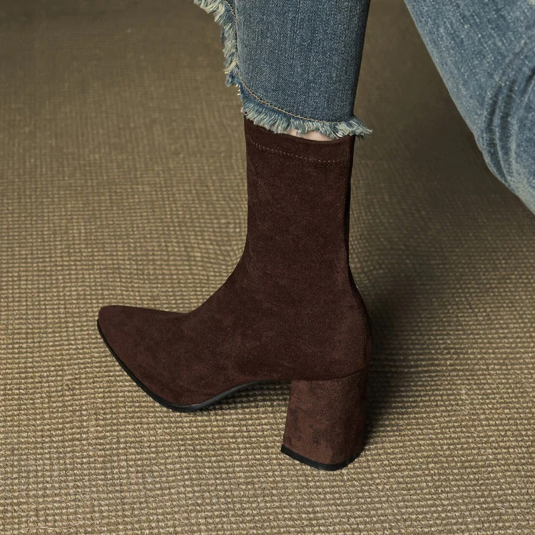 Sleek Pointed Toe Block Heel Ankle Boots for Women - Image 4