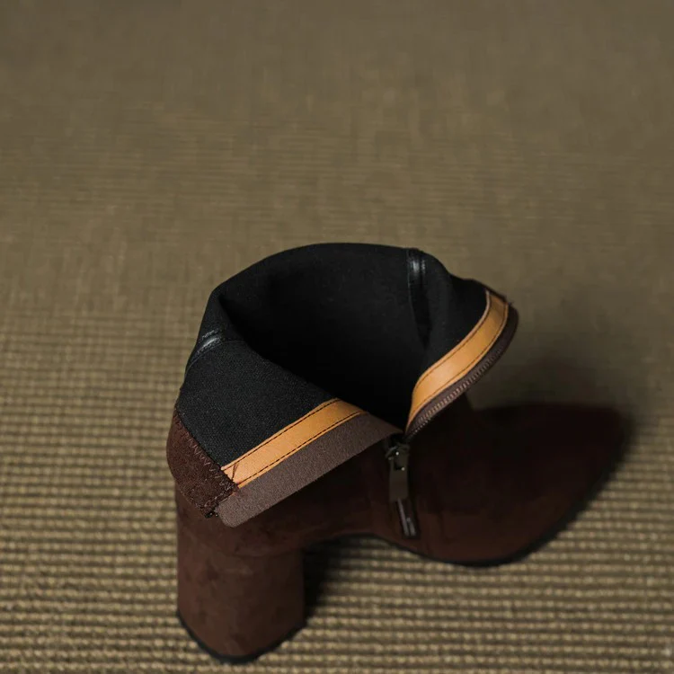 Sleek Pointed Toe Block Heel Ankle Boots for Women - Image 7