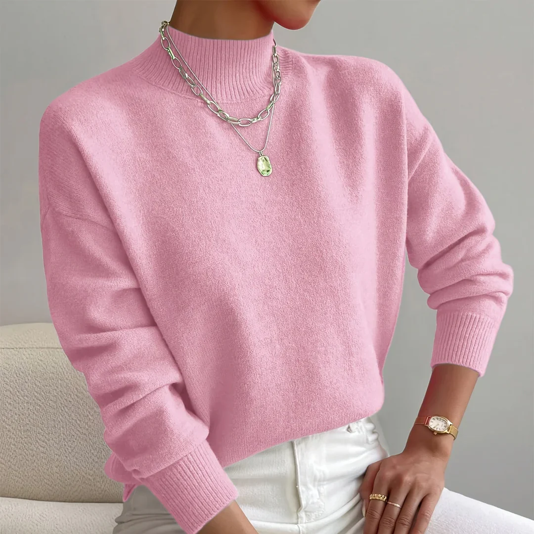 Soft Comfortable Knit Mock Neck Sweater for Women - Image 3