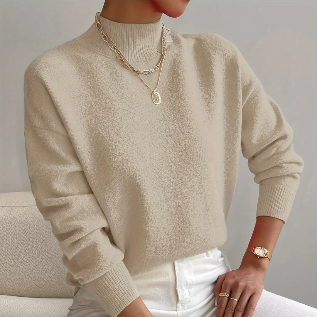 Soft Comfortable Knit Mock Neck Sweater for Women - Image 5