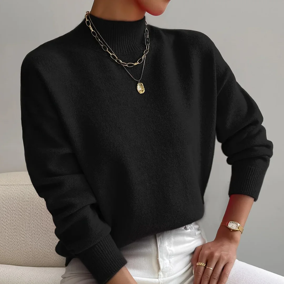 Soft Comfortable Knit Mock Neck Sweater for Women - Image 6