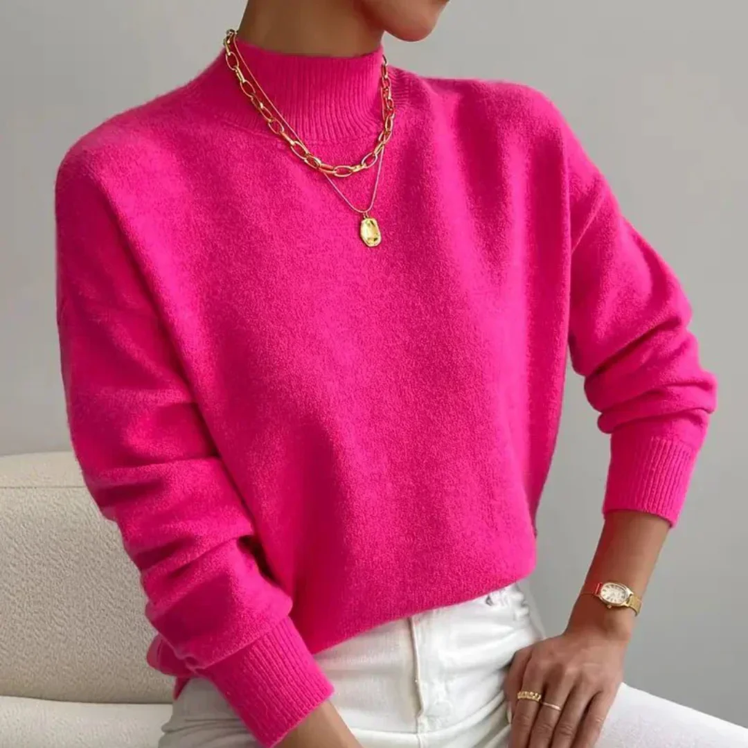 Soft Comfortable Knit Mock Neck Sweater for Women - Image 7