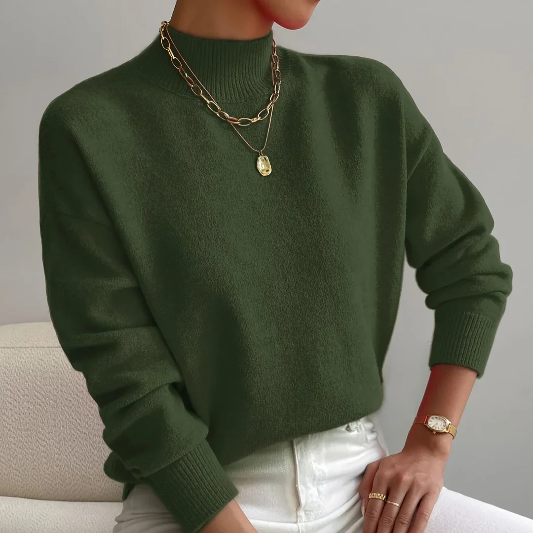 Soft Comfortable Knit Mock Neck Sweater for Women - Image 8