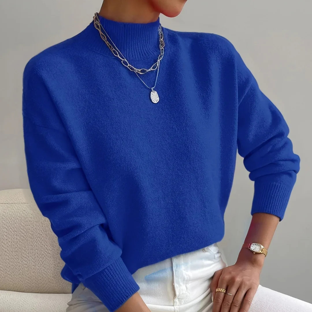 Soft Comfortable Knit Mock Neck Sweater for Women - Image 9