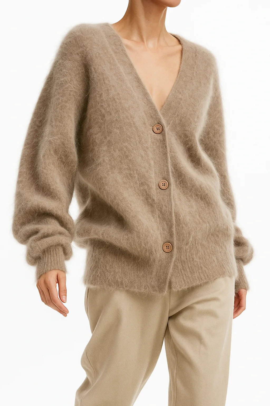 Soft Fuzzy Faux Fur Button Cardigan for Women - Image 10