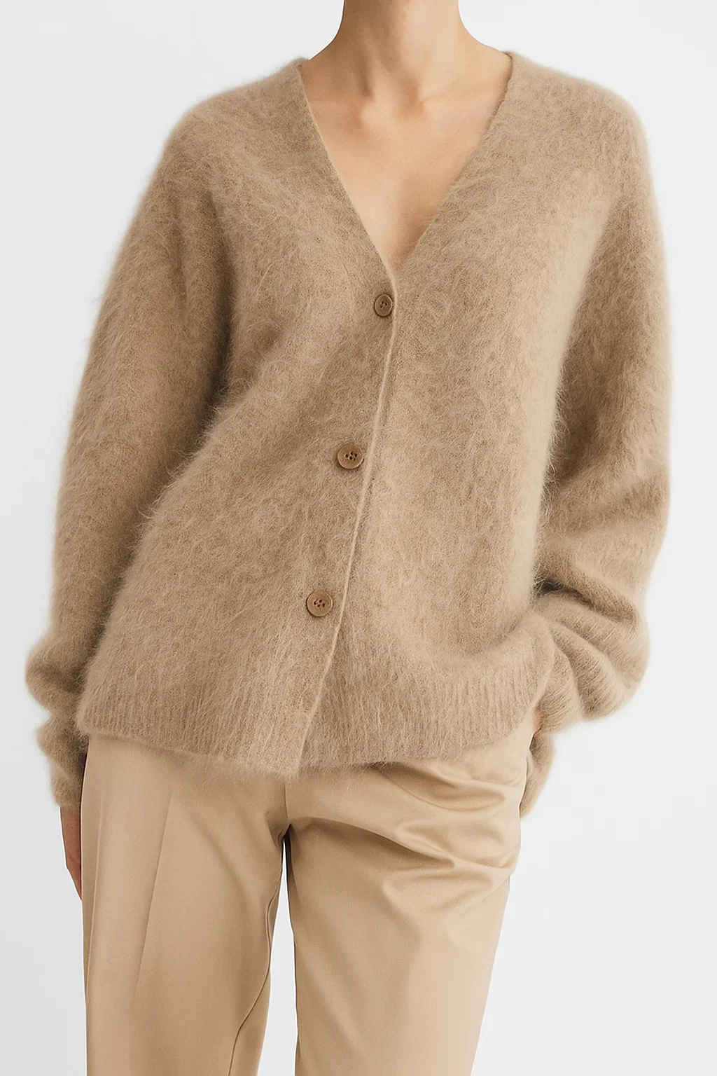 Soft Fuzzy Faux Fur Button Cardigan for Women - Image 11