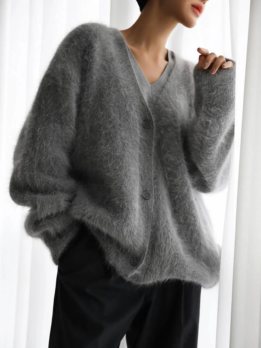 Soft Fuzzy Faux Fur Button Cardigan for Women - Image 14
