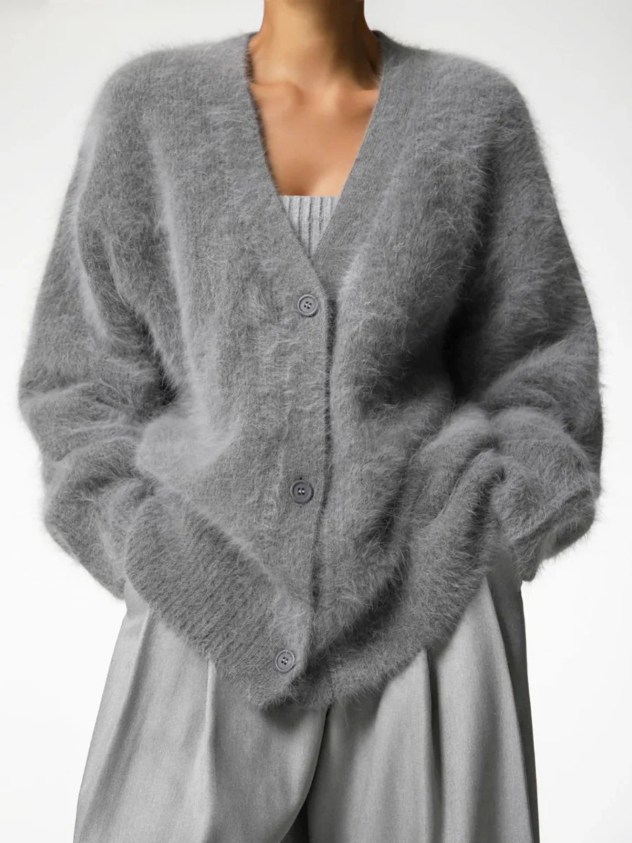 Soft Fuzzy Faux Fur Button Cardigan for Women - Image 17