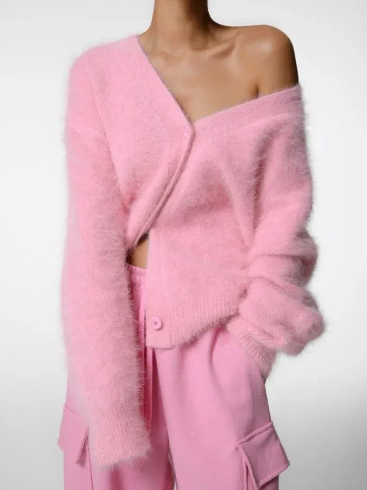 Soft Fuzzy Faux Fur Button Cardigan for Women - Image 22