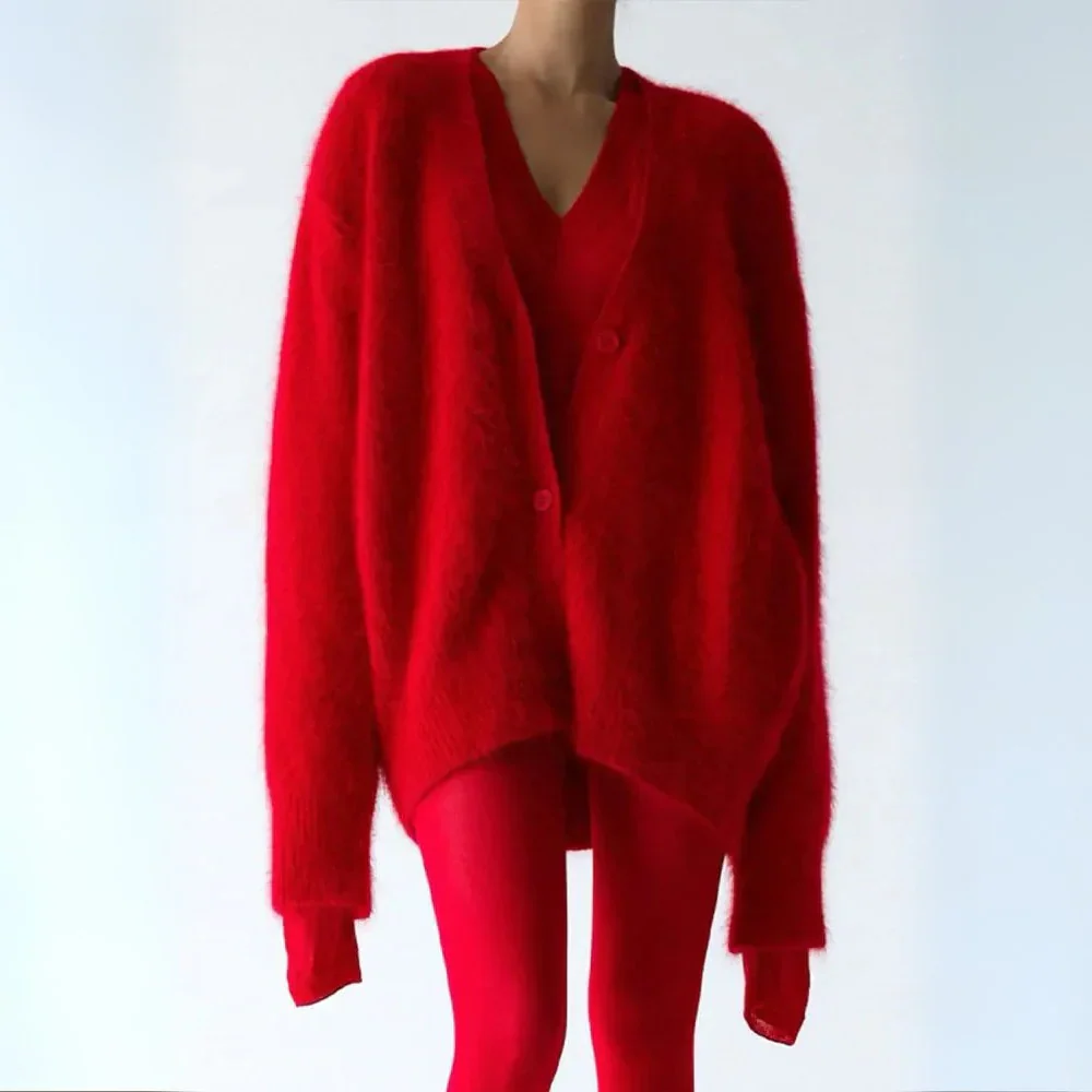Soft Fuzzy Faux Fur Button Cardigan for Women - Image 25