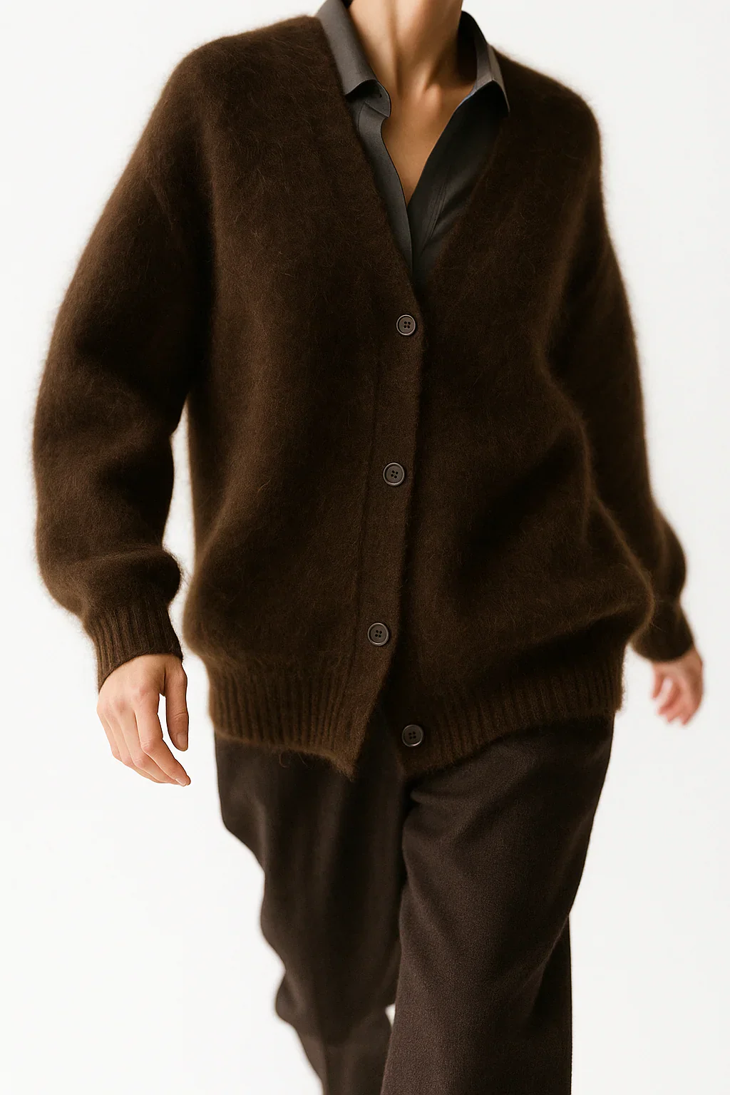 Soft Fuzzy Faux Fur Button Cardigan for Women - Image 8