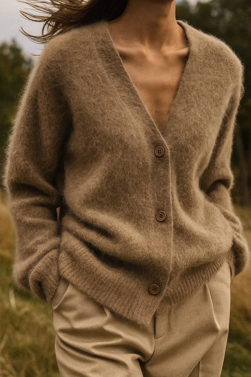 Soft Fuzzy Faux Fur Button Cardigan for Women - Image 9