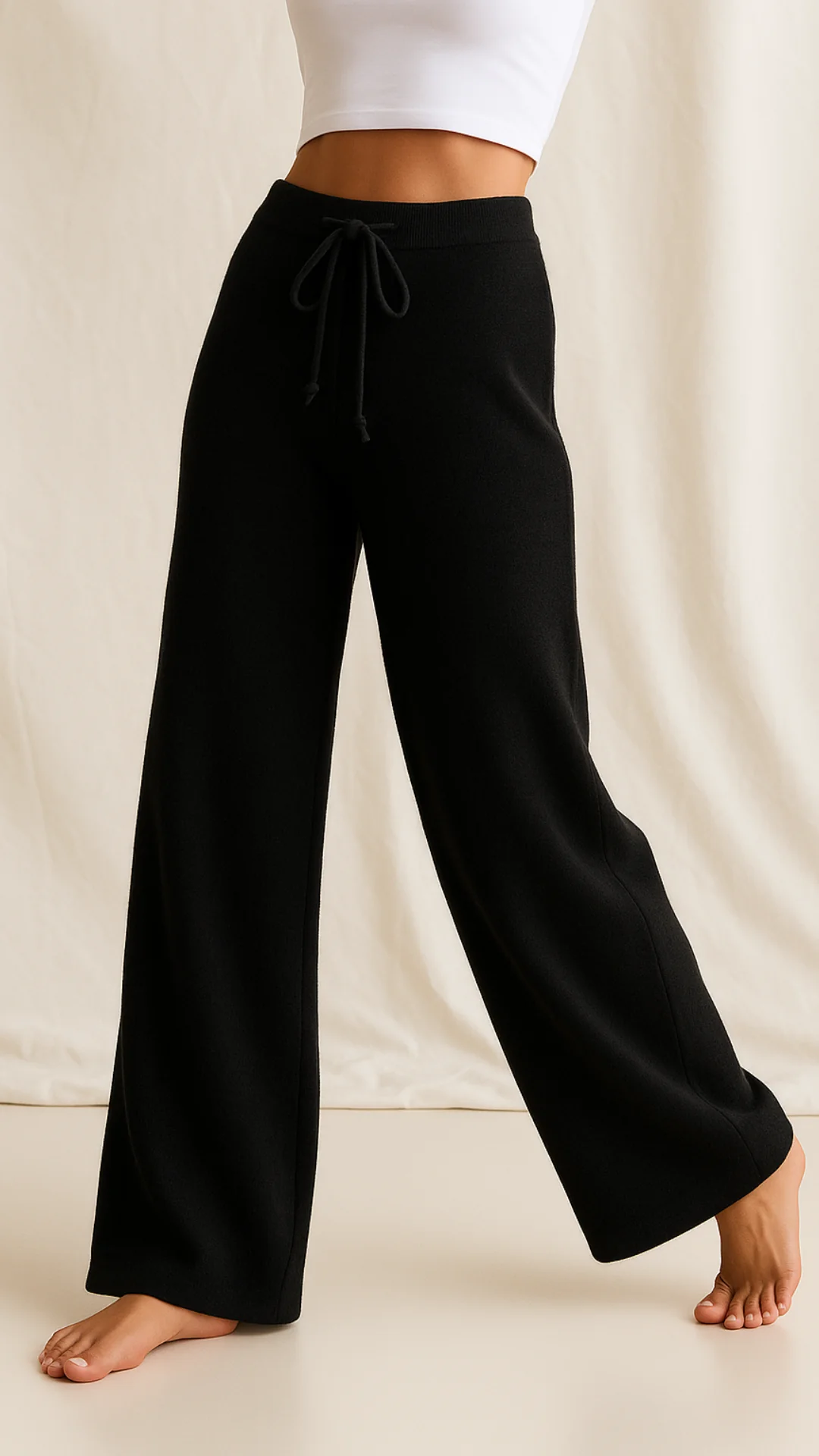 Soft Wide Leg High Waist Knit Lounge Pants for Women - Image 7