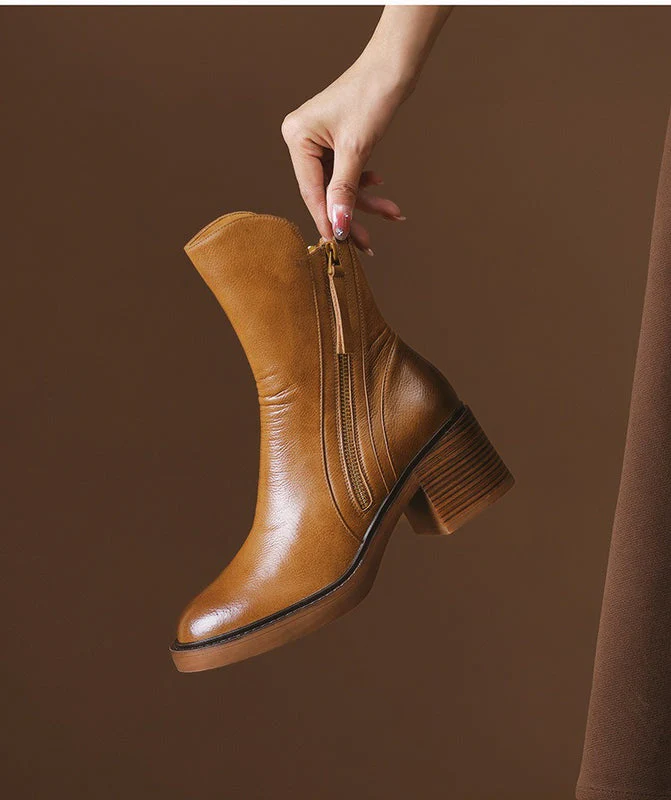 Stylish Rounded Toe Block Heel Ankle Boots for Women - Image 12