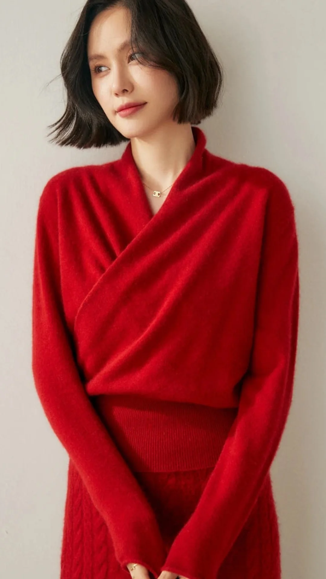 V-Neck Wrap Cashmere Sweater for Women - Image 5