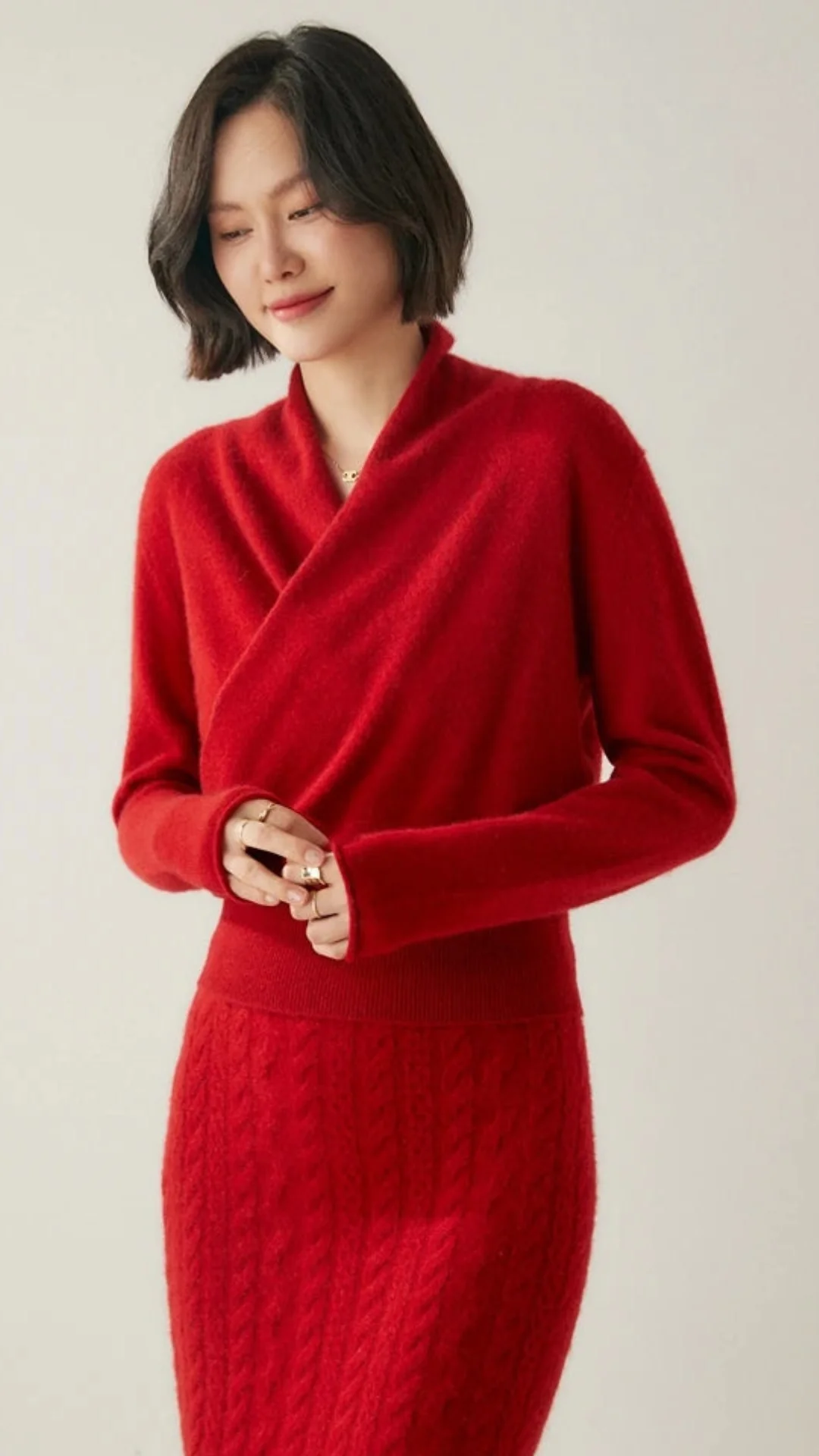 V-Neck Wrap Cashmere Sweater for Women - Image 6