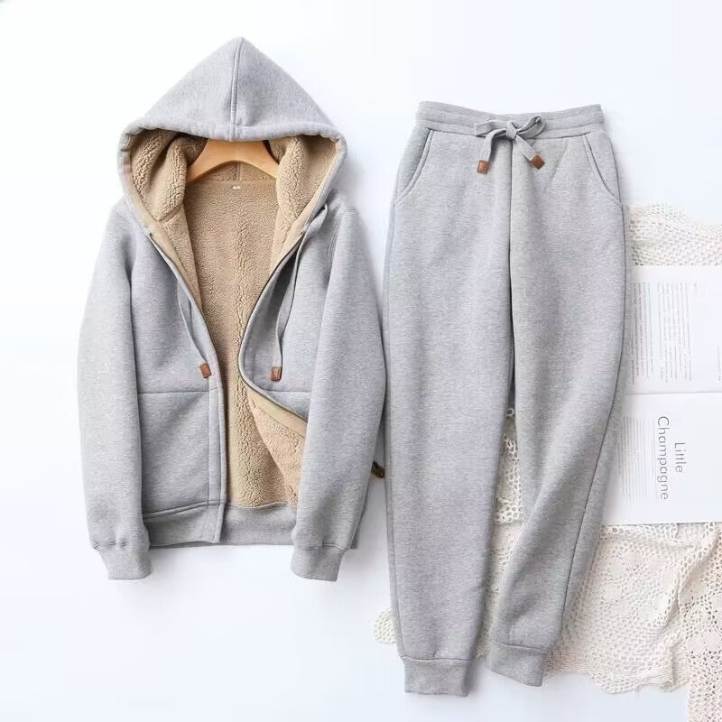 Warm Fleece-Lined Hoodie & Jogger Set for Women - Image 3