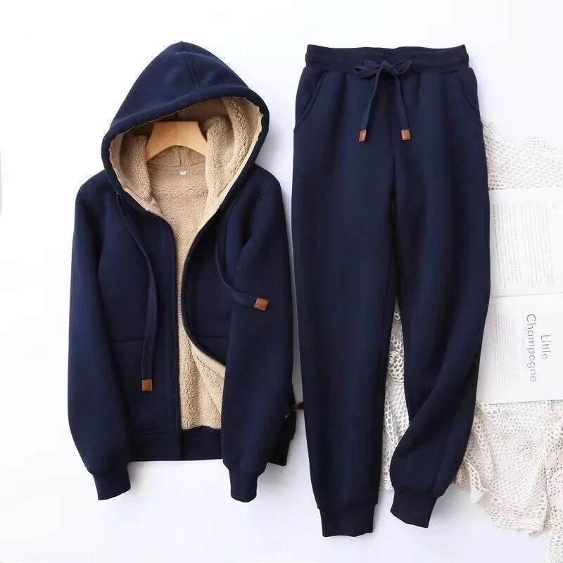 Warm Fleece-Lined Hoodie & Jogger Set for Women - Image 4