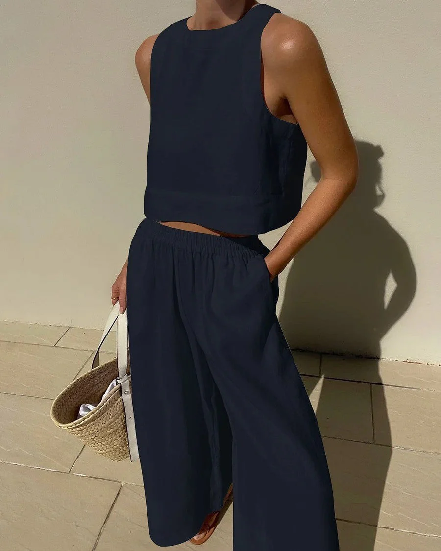 Women’s Casual Cotton Top and Pants Set - Image 3