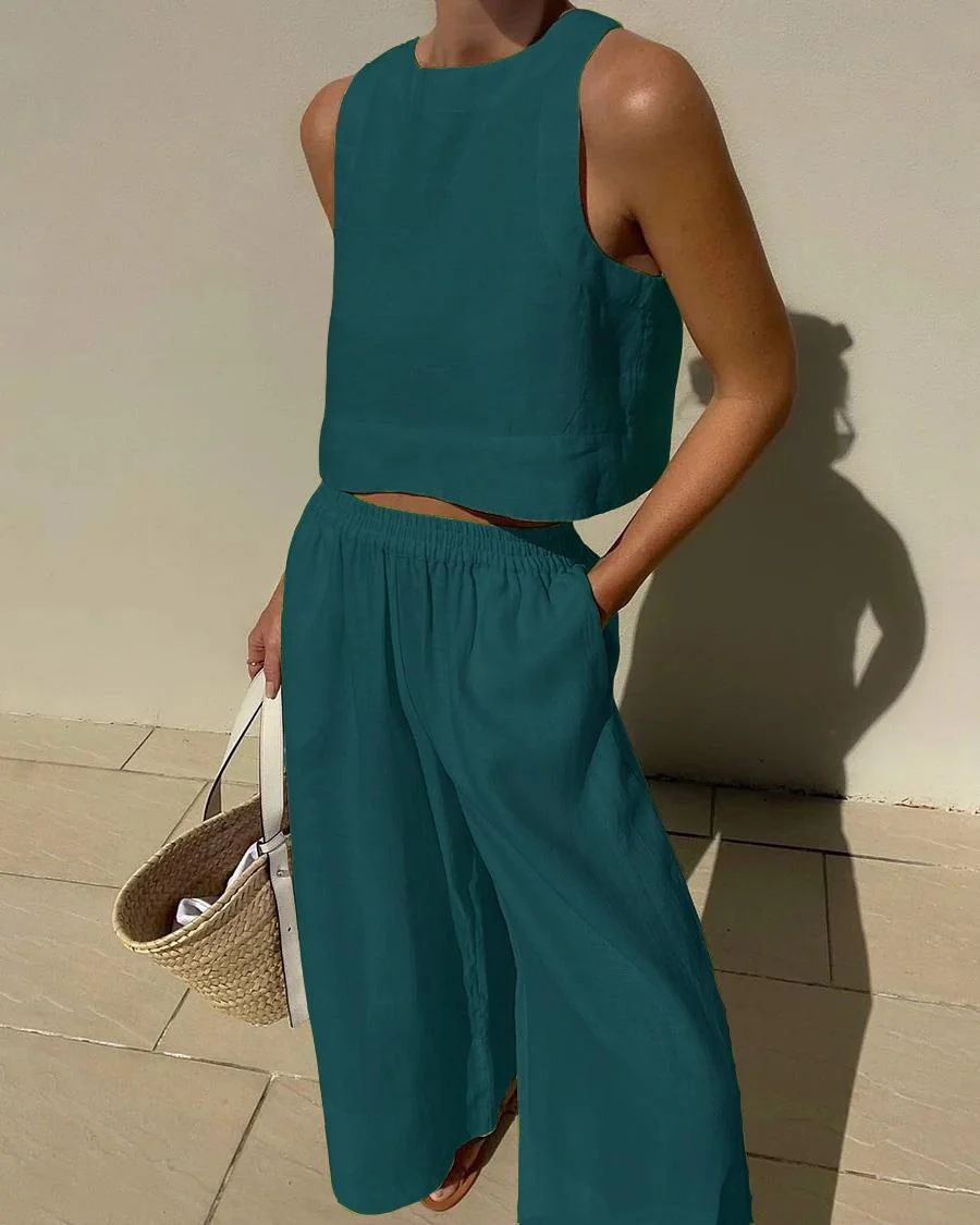Women’s Casual Cotton Top and Pants Set - Image 5