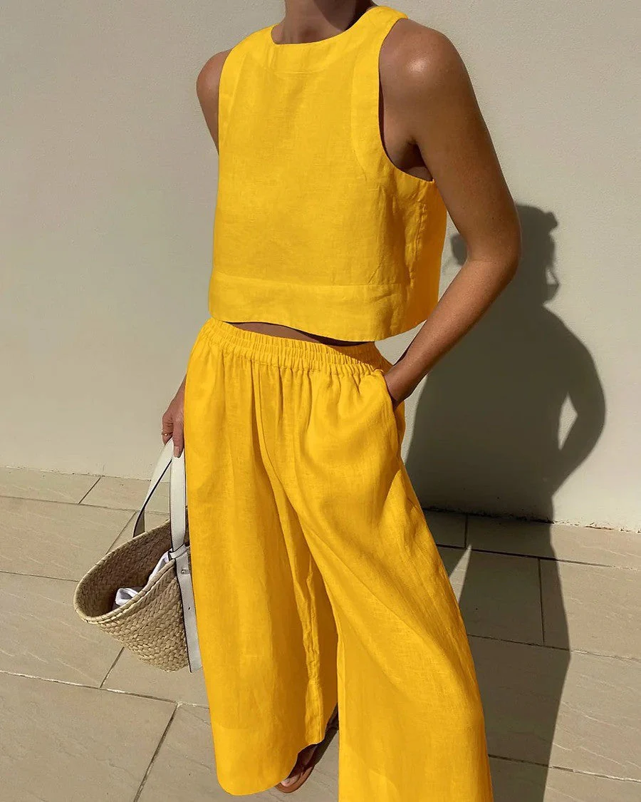 Women’s Casual Cotton Top and Pants Set - Image 6