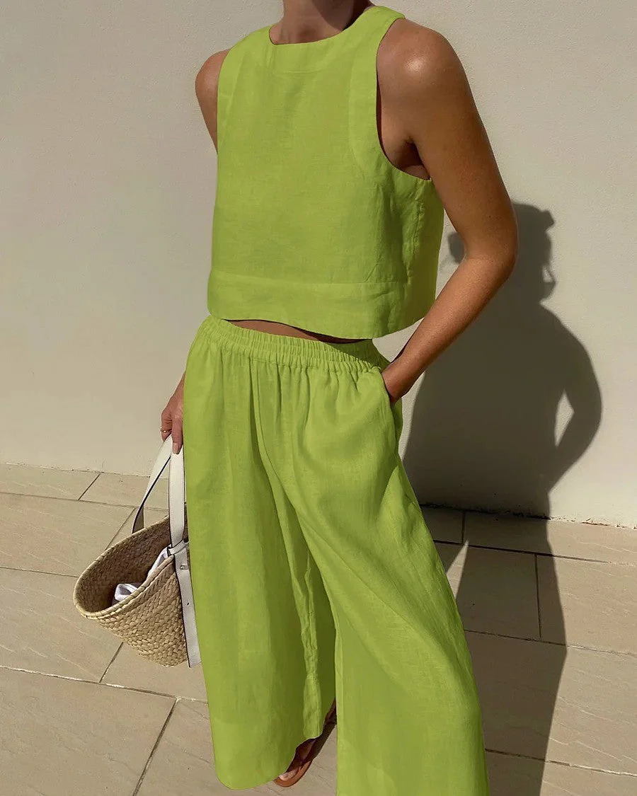 Women’s Casual Cotton Top and Pants Set - Image 7