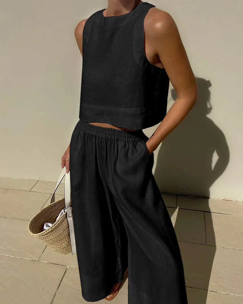 Women’s Casual Cotton Top and Pants Set - Image 8
