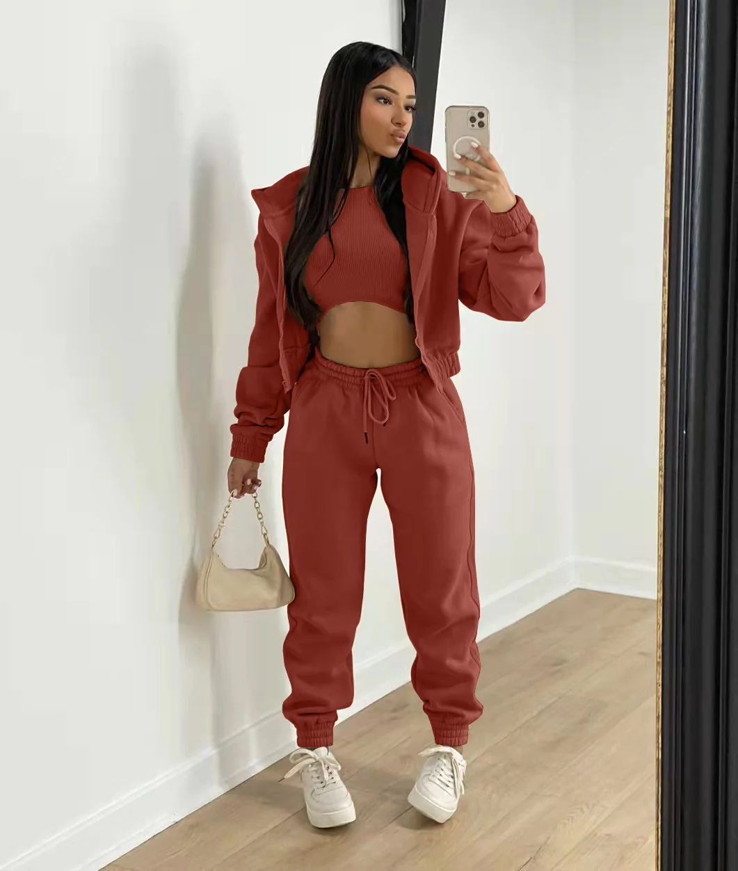 Women’s Casual Three Piece Tracksuit Set - Image 3