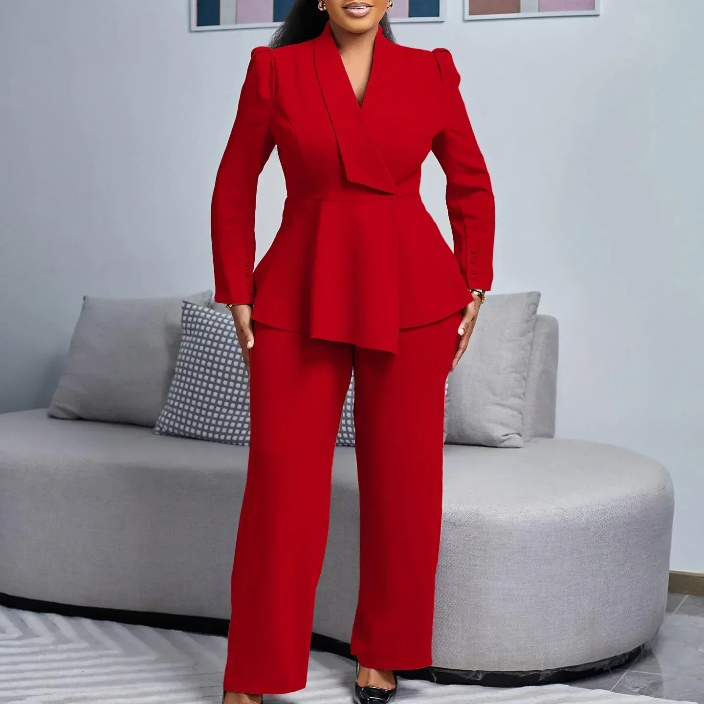 Women’s Chic Tailored Blazer and Trousers Set - Image 3